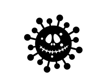 Vektör illüstrasyonunda beyaz arkaplanda Corona Cadılar Bayramı Düz Simgesi