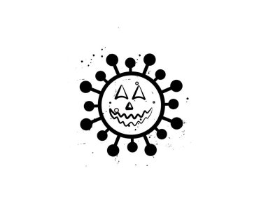 Vektör illüstrasyonunda beyaz arkaplanda Corona Cadılar Bayramı Düz Simgesi