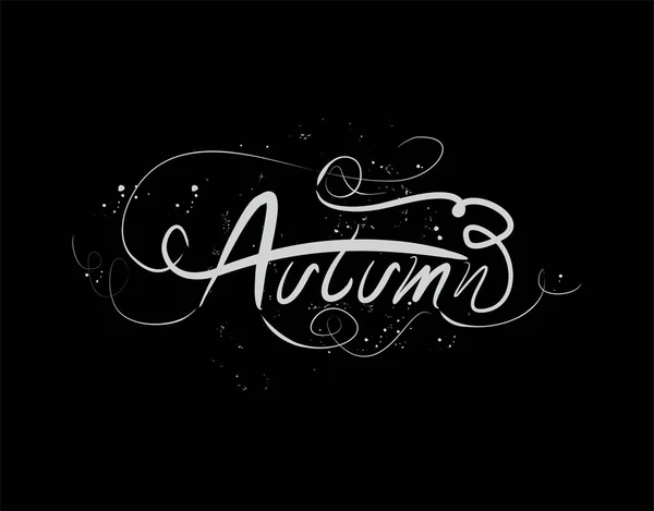 Herfst Lettering Tekst Zwarte Achtergrond Vector Illustratie — Stockvector