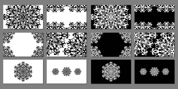 Chic Beau Jeu Vectoriel Modèles Cartes Visite Monochromes Dessins Blancs — Image vectorielle