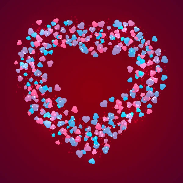Kalp Şekli Çerçeve Mutlu Sevgililer Günü Afiş Vektör Romantik Çelenk — Stok Vektör