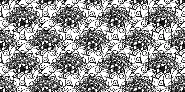 Abstract Seamless Vector Lace Pattern Black White Repeating Wallpaper Creative — Stock Vector
