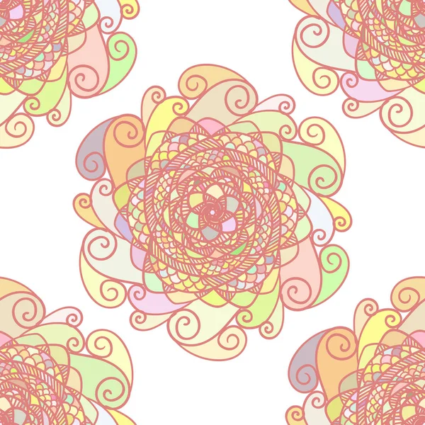 Modèle Vectoriel Abstrait Sans Couture Fait Mandalas Colorés Fond Romantique — Image vectorielle