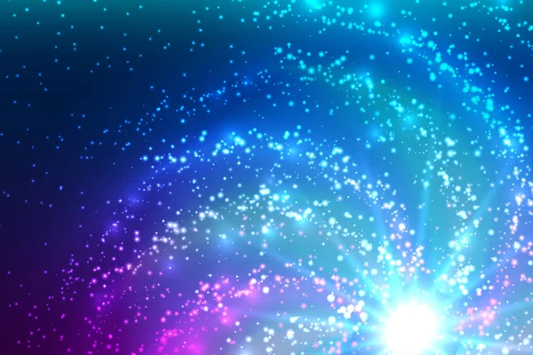 Güzel soyut vektör kozmik duvar kağıdı. Fantezi spiral galaksi konsept illüstrasyon. Siyah arka plan üzerine parlak güneş sistemi. Parlayan yıldız ve soyut stardust parçacıklar.