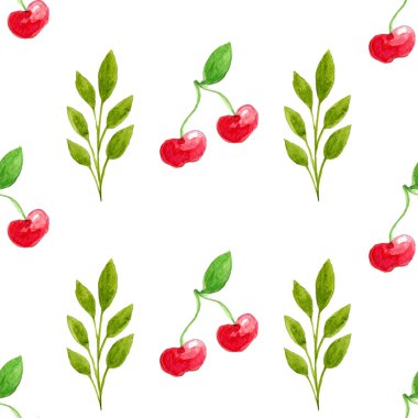 Suluboya Çilek ile Güzel Dikişsiz Desen