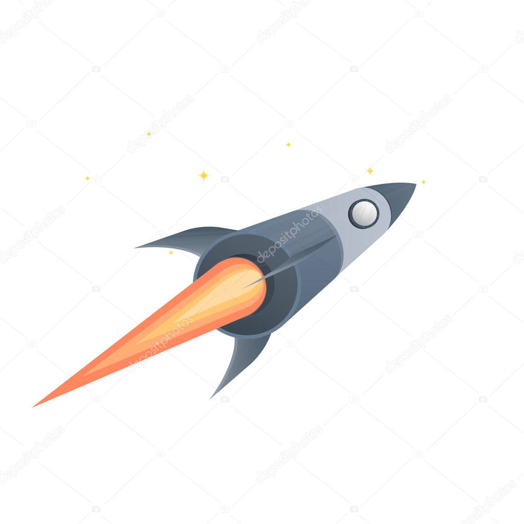 Space rocket. The flight of the rocket, vector illustration