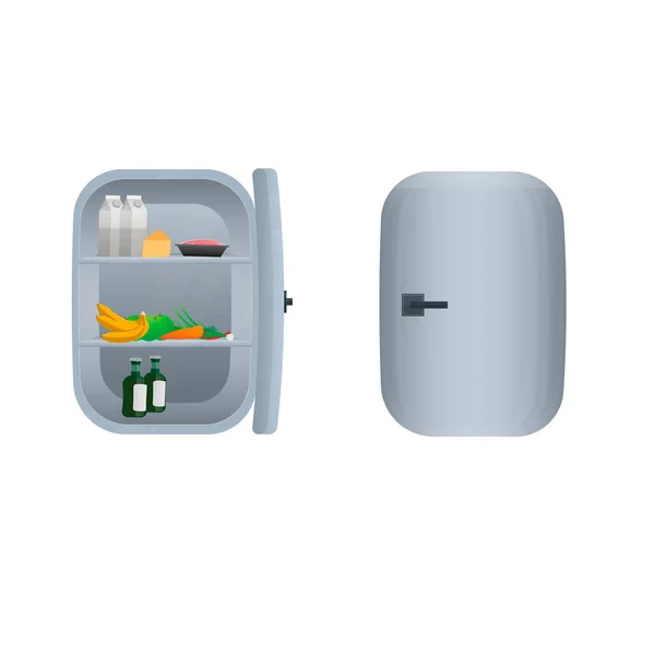 Kühlschrank Vorhanden Kühlschrank Mit Lebensmitteln Vektorillustration — Stockvektor