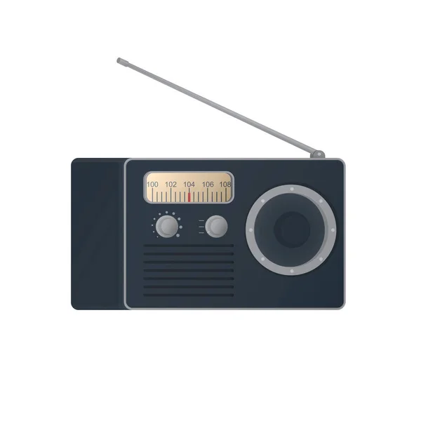 Radio Aan Retro Radio Met Antenne Vectorillustratie — Stockvector