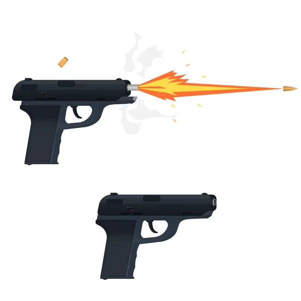 Pistol Shooting Weapons Vector Illustration Gun Shot — Stock Vector