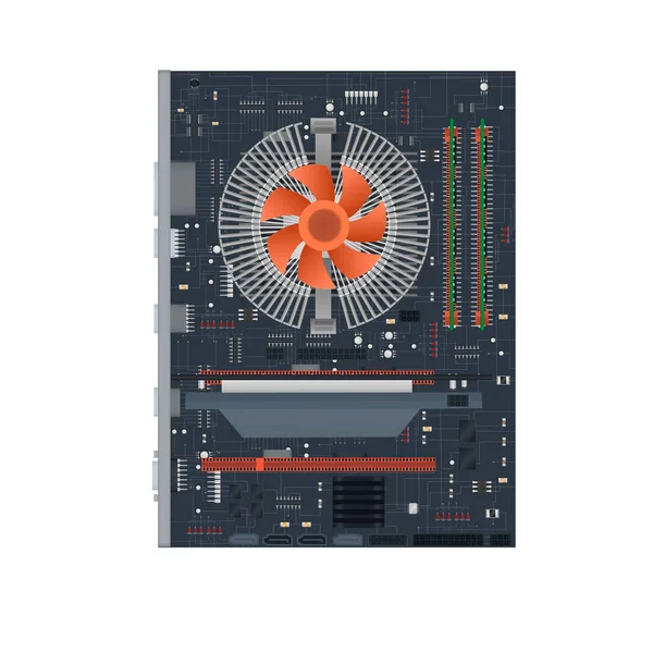 Placa Base Componentes Electrónicos Del Ordenador Placa Circuito Ilustración Vectorial — Archivo Imágenes Vectoriales