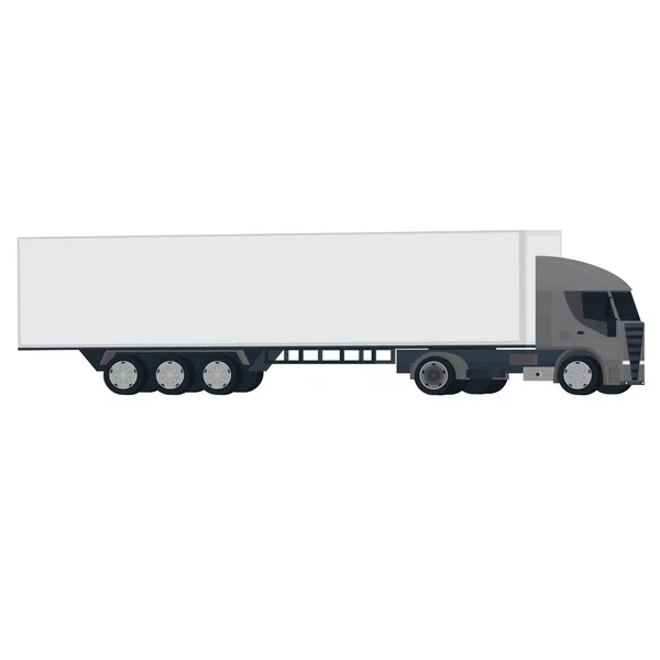 Vrachtwagen Met Aanhangwagen Vrachtwagen Met Container Vector Illustratie — Stockvector