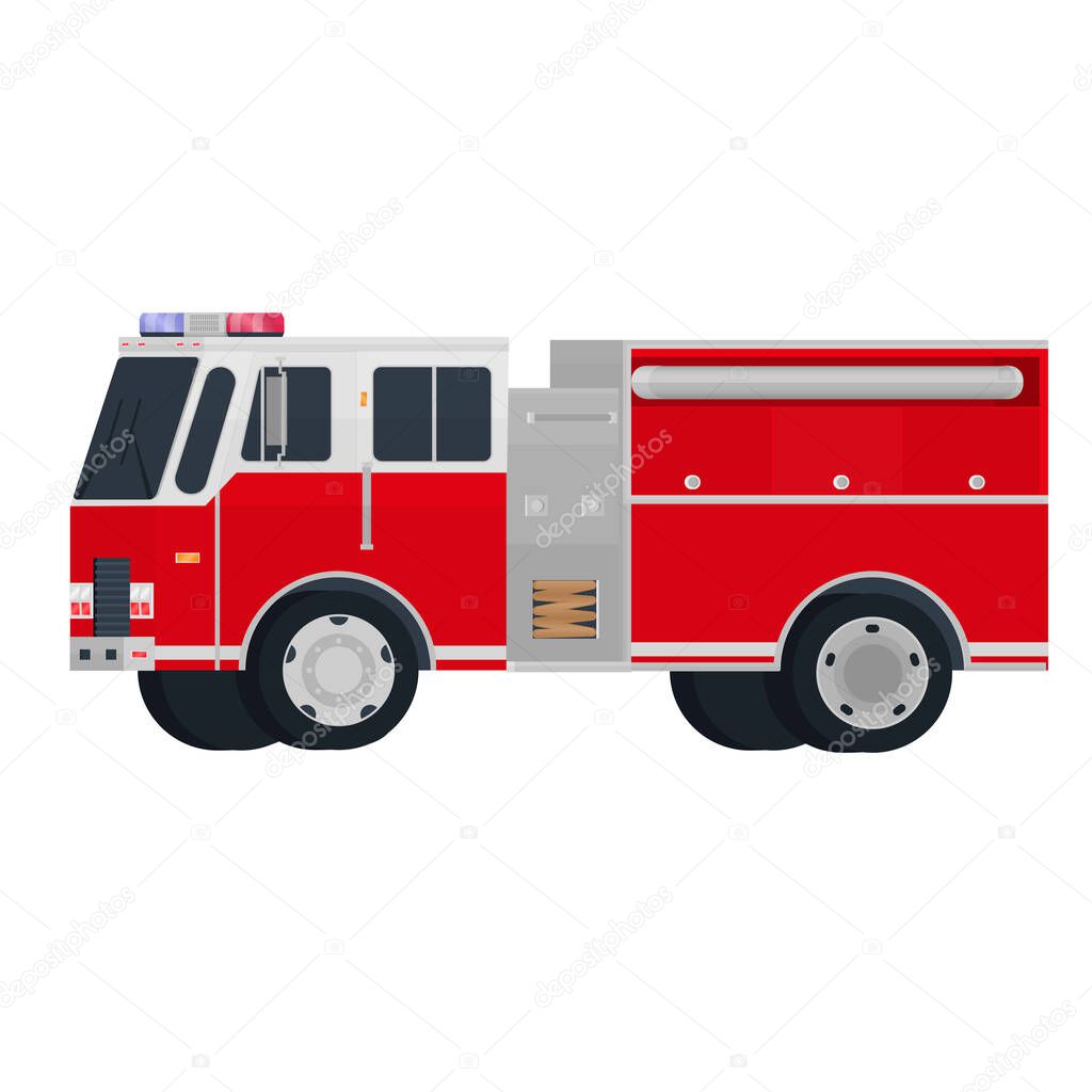 Fire engine. Red fire truck, vector illustration
