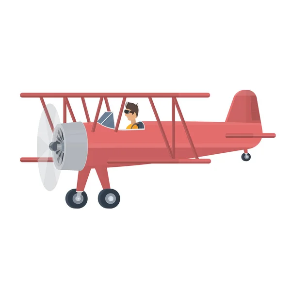 Biplane Plane Pilot Vector Illustration — Stock Vector