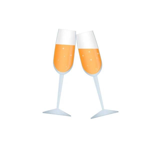 Vaatwerk Champagne Glazen Vector Illustratie — Stockvector