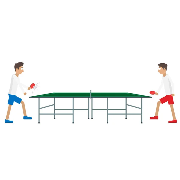 卓球だ 2人の選手はピンポンを演奏 ベクトルイラスト — ストックベクタ