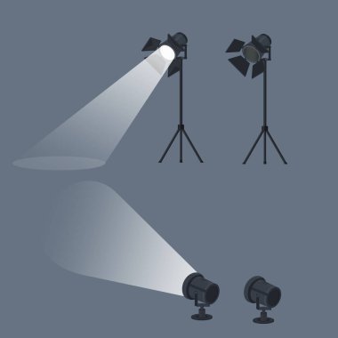 Parlak ışıklı spot ışığı, vektör illüstrasyonu