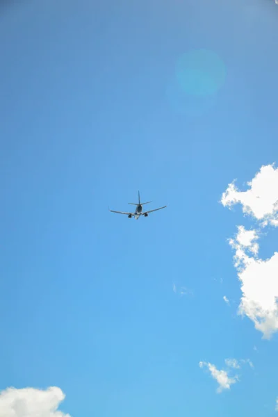 Corfu Greece September 2016 Plane Approaching Corfu Ioannis Kapodistrias International — Stock Photo, Image