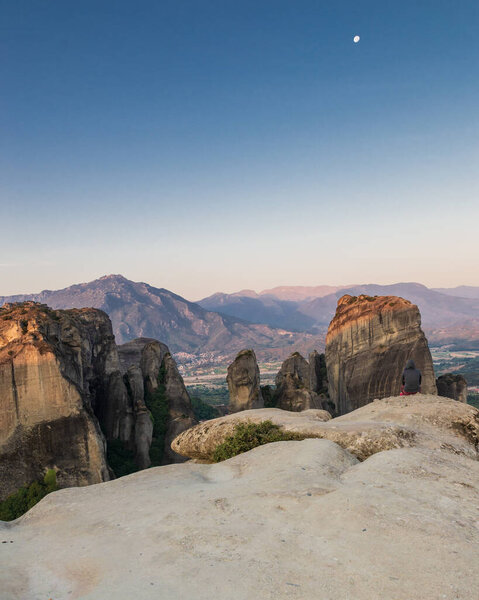 Meteora, a vast complex of giant rock pillars with monasteries. Kalambaka, Greece.