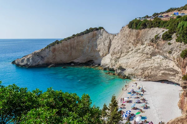 Krásná Pláž Porto Katsiki Ostrově Lefkada Řecko Ionské Ostrovy Letní — Stock fotografie