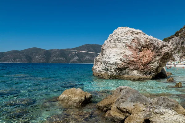 Kameny Pláži Agiofili Ostrov Lefkada Řecko Ionské Ostrovy Léto — Stock fotografie