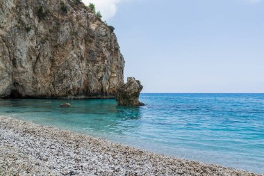 Yunanistan 'ın Lefkada adasındaki Milos plajı. Agios Nikitas. İyon Adaları. Yaz zamanı..