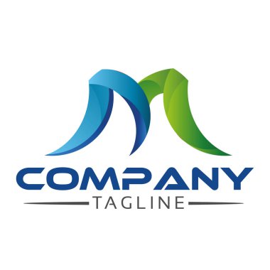 Harf M beyaz arka plan üzerinde. Logo tasarım şablonu.