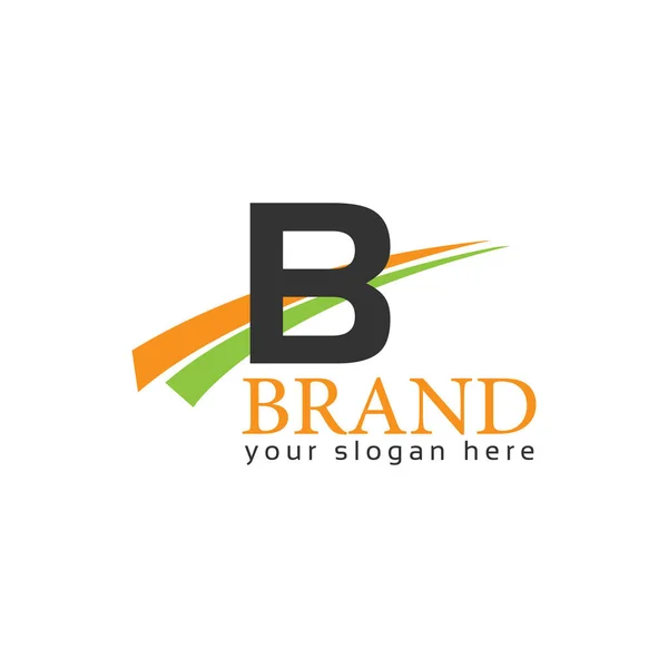 Letter Swoosh White Background Logo Design Template Flat Design — Stock Vector