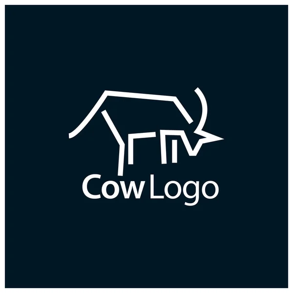 牛ライン 青色の背景のベクトル図 フラットなデザイン ライン — ストックベクタ