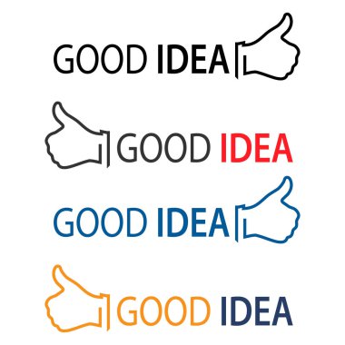 Başparmak ile iyi fikir. Beyaz arka plan üzerinde düz vektör çizim.