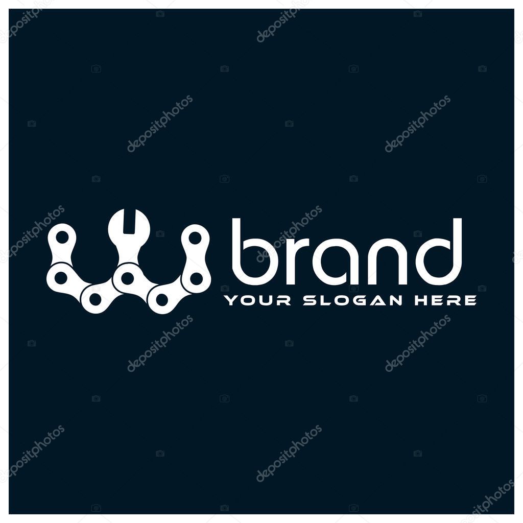 Letter W, Logo Letter W with chain and wrench. logo formed by chain and wrench