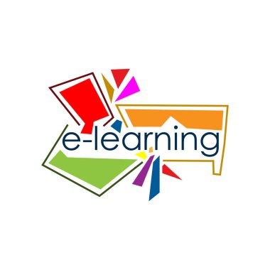 E-öğrenme vektör Stok. Beyaz arka plan üzerinde düz vektör çizim.