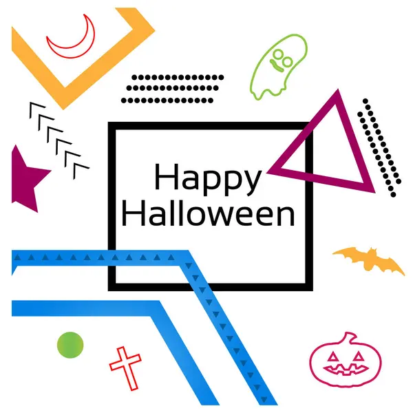 Fröhliche Halloween Mit Memphis Design Hintergrund Vektorillustrator — Stockvektor