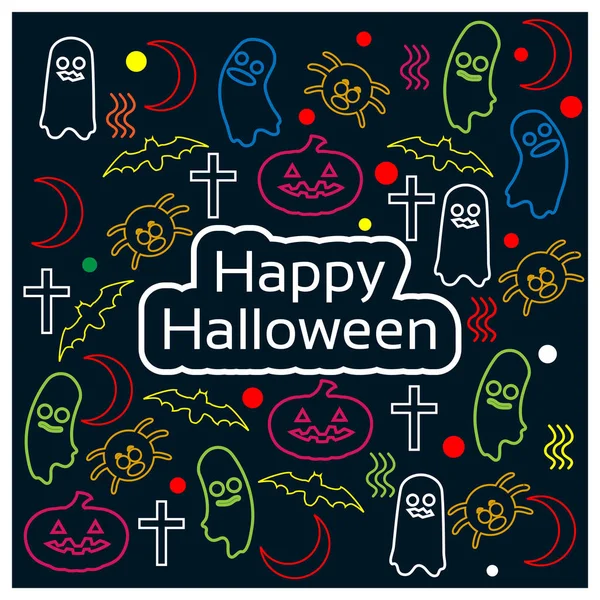 Fröhliche Halloween Mit Doodle Design Hintergrund Vektorillustrator — Stockvektor