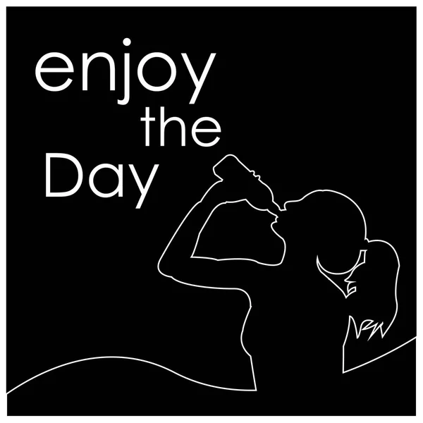 Enjoy Day Slogan Black Background — Stock Vector