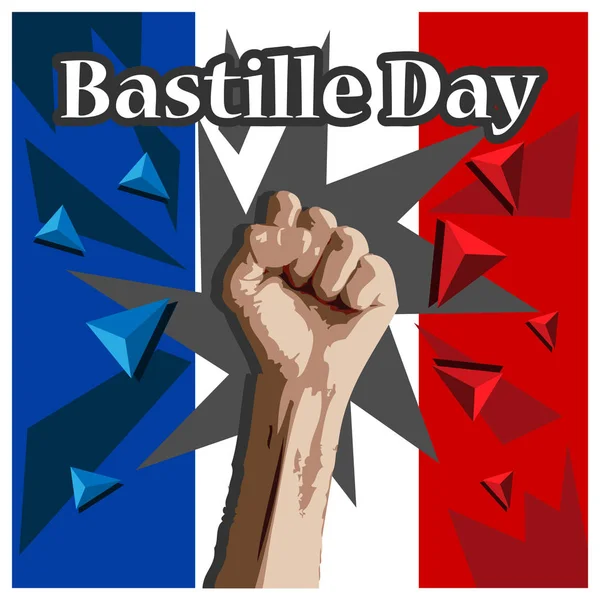 Les Mains Serrées Jour Bastille Fond Drapeau Français — Image vectorielle
