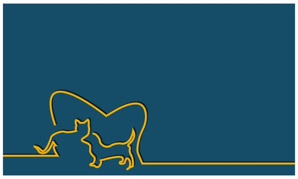 猫和狗的背景向量 蓝色背景的矢量图解 — 图库矢量图片