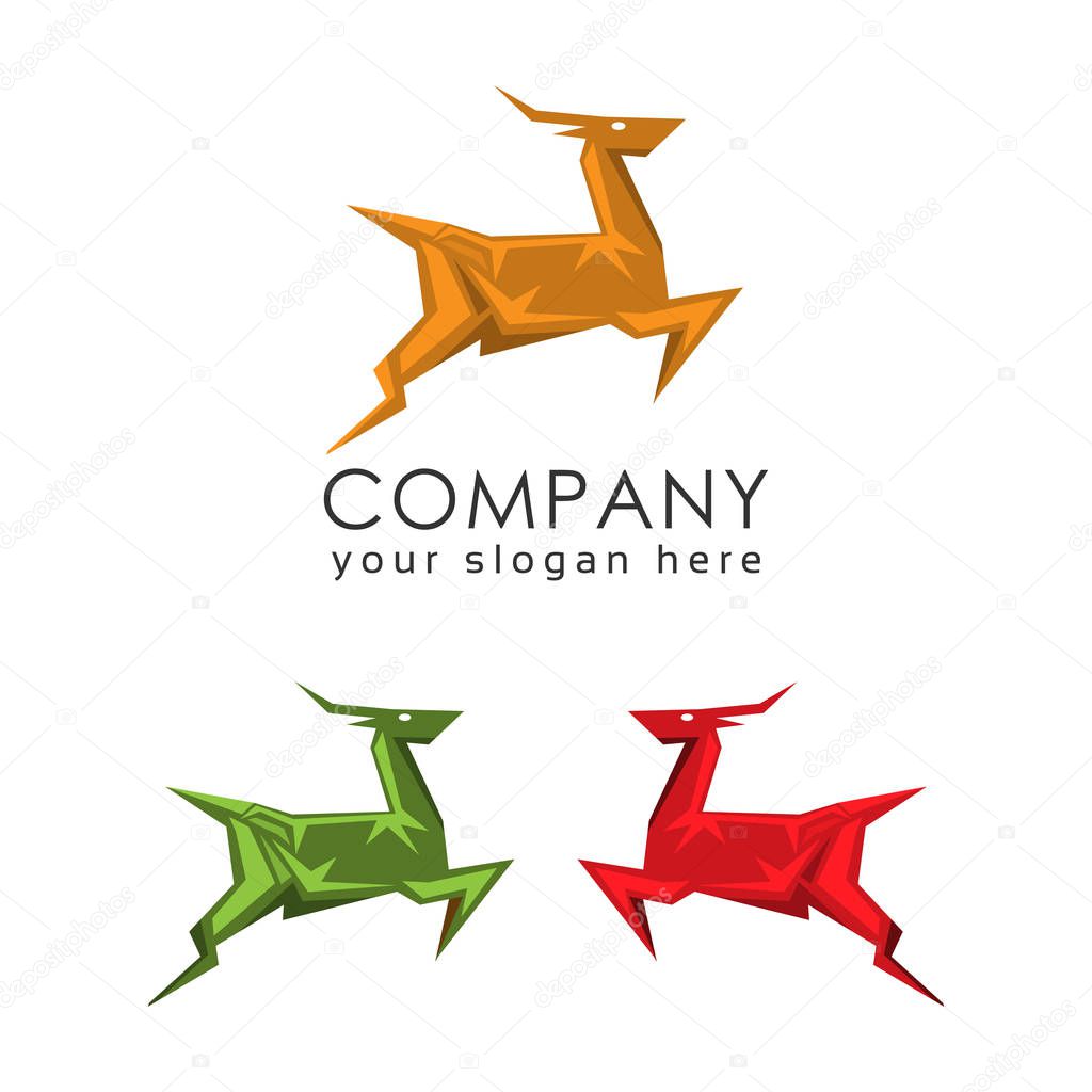 Deer logo template, flat design