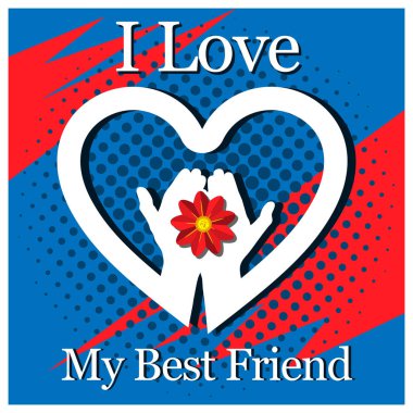 En iyi arkadaşım - kart el ve kalpleri ile aşk