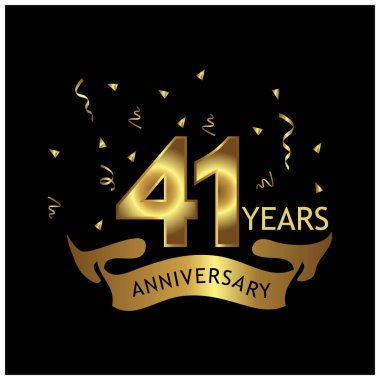 41 yıl yıldönümü altın. yıldönümü şablon tasarım web, oyun, yaratıcı poster, kitapçık, broşür, el ilanı, dergi, davetiye - vektör