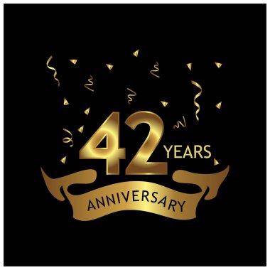 42 yıl yıldönümü altın. yıldönümü şablon tasarım web, oyun, yaratıcı poster, kitapçık, broşür, el ilanı, dergi, davetiye - vektör