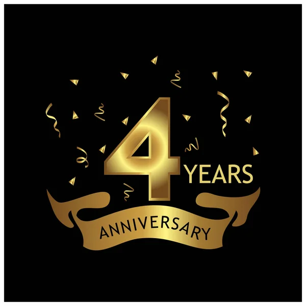 4 years anniversary golden. anniversary template design for web, game ,Creative poster, booklet, leaflet, flyer, magazine, invitation card - Vector