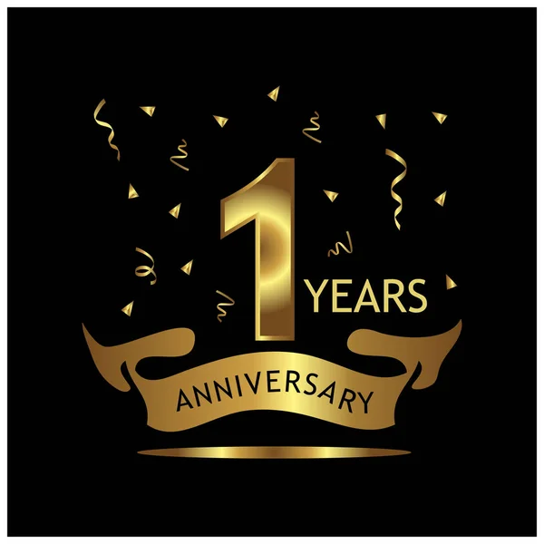 1 years anniversary golden. anniversary template design for web, game ,Creative poster, booklet, leaflet, flyer, magazine, invitation card - Vector