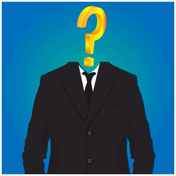 Illustration Homme Affaires Avec Question Illustration Vectorielle Sur Fond Bleu — Image vectorielle