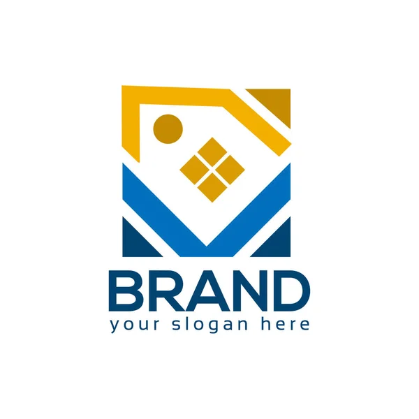 Цветной Шаблон Логотипа Дома Плоский Дизайн — стоковый вектор