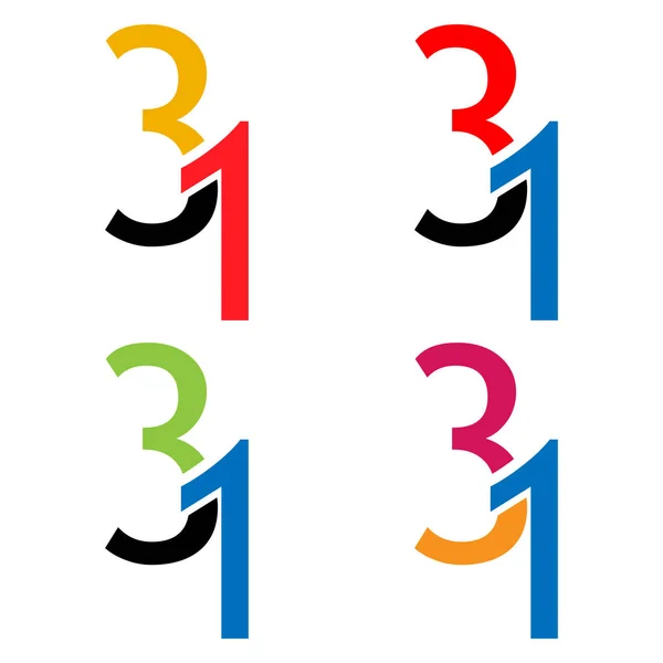 Stock Icon Nummer Flaches Design Farbiges Symbol — Stockvektor