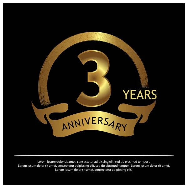 Three Years Anniversary Golden Anniversary Template Design Web Game Creative — Stock Vector