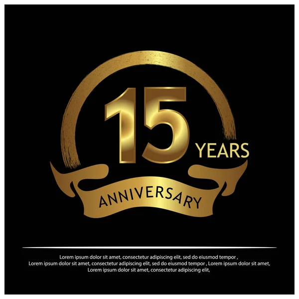 Quince Años Aniversario Oro Diseño Plantilla Aniversario Para Web Juego — Vector de stock