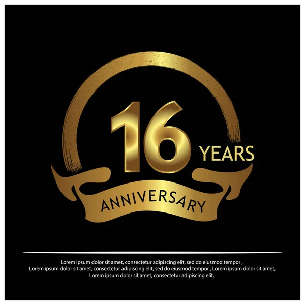 On altı yıl yıldönümü altın. Yıldönümü şablon tasarım web, oyun, yaratıcı poster, kitapçık, broşür, el ilanı, dergi, davetiye - vektör
