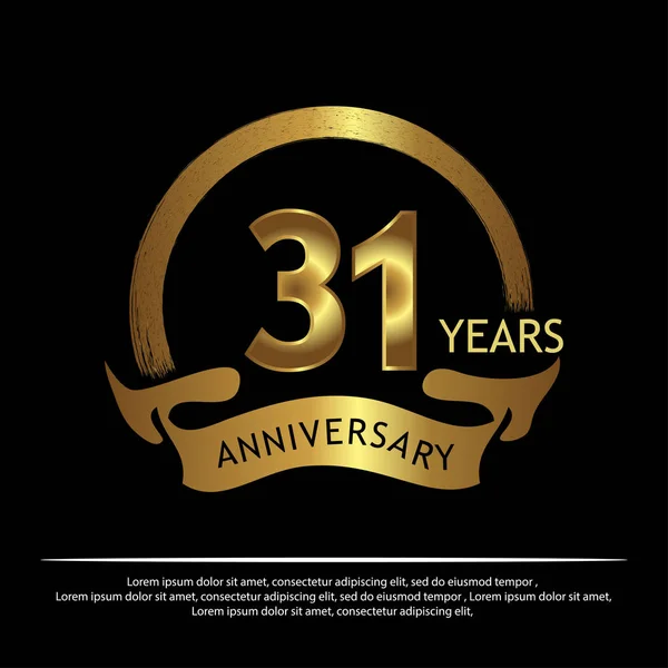 Otuz bir yıl yıldönümü altın. Yıldönümü şablon tasarım web, oyun, yaratıcı poster, kitapçık, broşür, el ilanı, dergi, davetiye - vektör