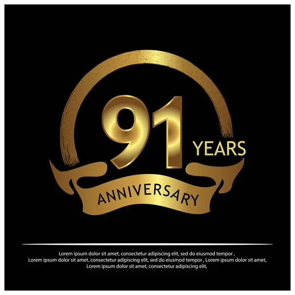 Einundneunzig Jahre Goldenes Jubiläum Jubiläumsvorlage Für Web Spiel Kreatives Poster — Stockvektor
